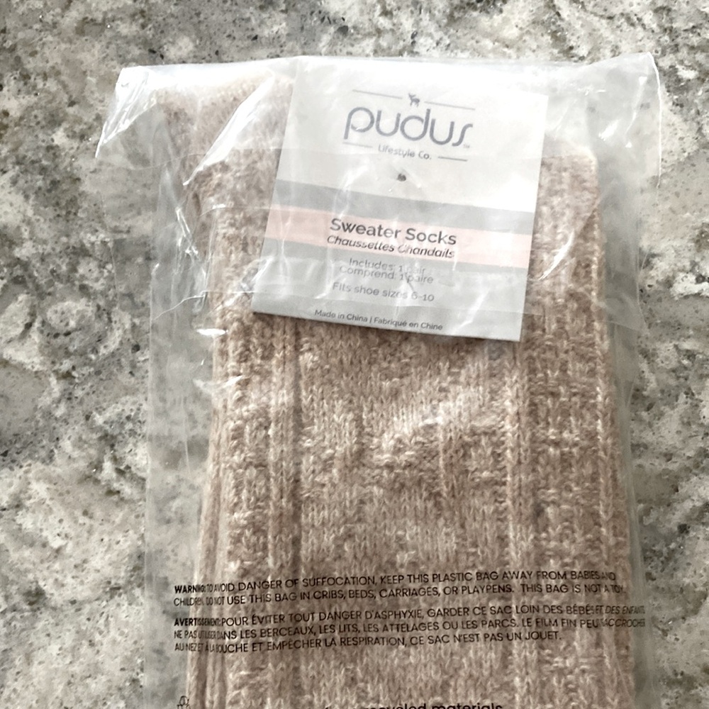 Push’s Sweater Socks Over the Knee Shoe Size 6-10 Cozy Cabin FabFitFun Beige NEW
